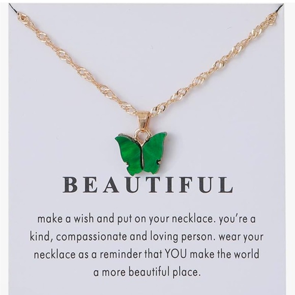 Butterfly Pendant Necklace NWT - Picture 6 of 12